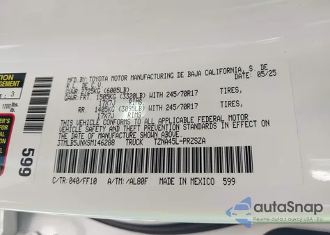 2025 Toyota Tacoma Sr5 from USA, damaged, VIN 3TMLB5JNXSM146288